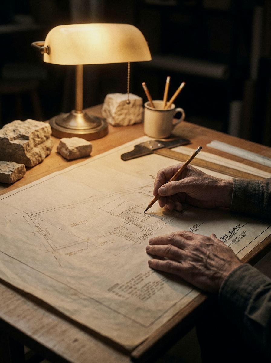 Detailing a landscape design at the studio table
